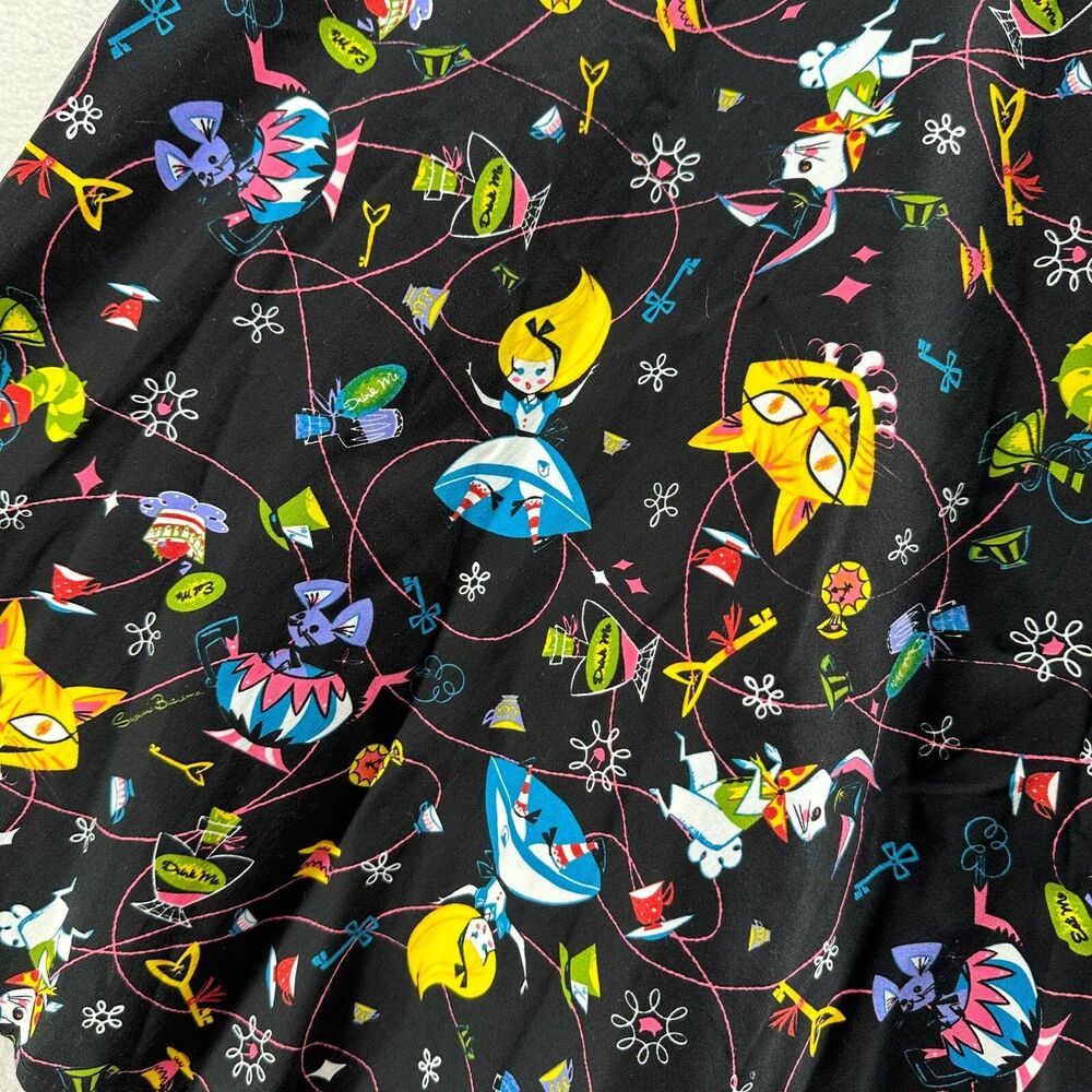 Pinup Couture Alice In Wonderland Doris Skirt Size S Novelty Print A Line NWT - Picture 2 of 9
